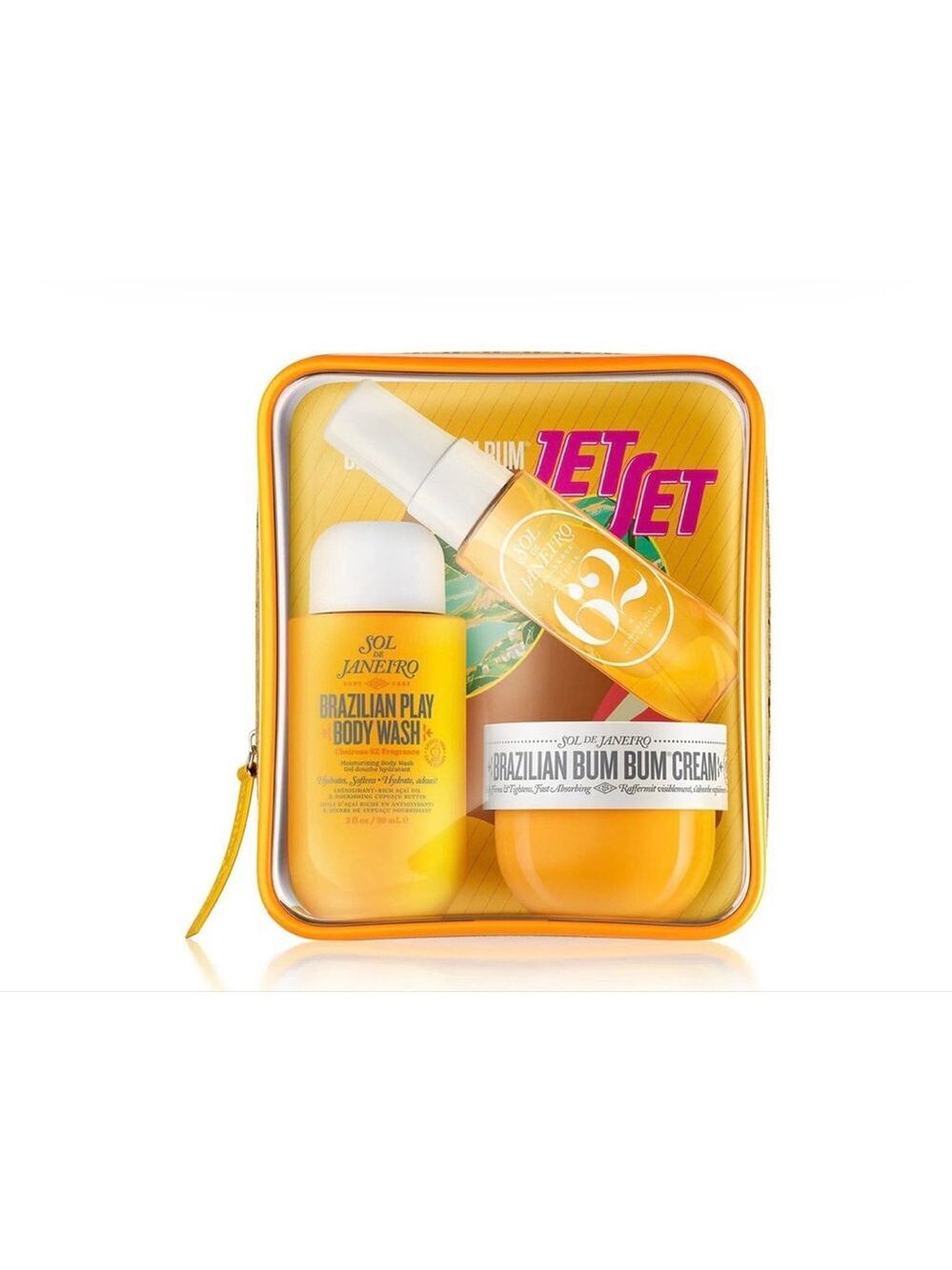 NWT Sol de Janeiro Bum Bum Jet Set Travel Kit Yellow Bag